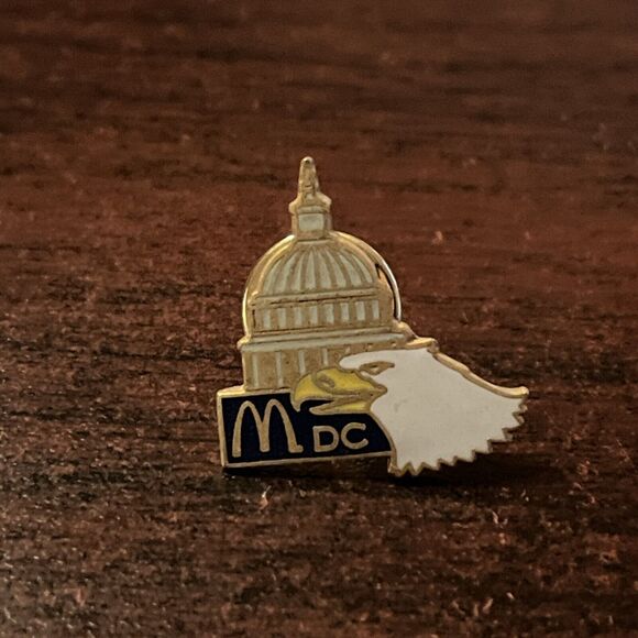 McDonald’s Washington DC‎ Bald Eagle Capitol Building Employee Lapel Hat Pin - Picture 1 of 3